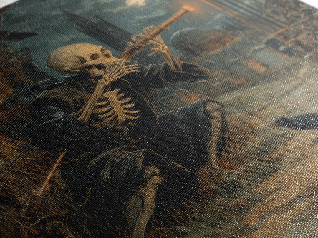 The Skull Astronomer, Square Wall Art, Macabre Wall Art, Framed Canvas Print, Halloween Wall Decor, Gothic Home Decor, Halloween Decor