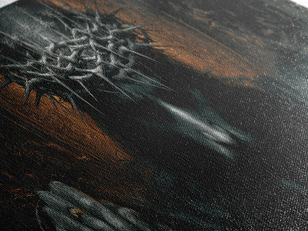 The Thorn-Crowned King, Extra Wide Wall Art, Dark Fantasy Wall Art, Canvas Print, Halloween Wall Decor, Gothic Home Decor