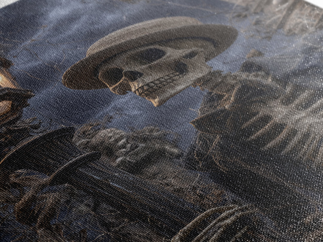 The Skeleton Barbershop Quartet, Vertical Wall Art, Spooky Home Decor, Canvas Print, Halloween Wall Decor, Gothic Home Decor