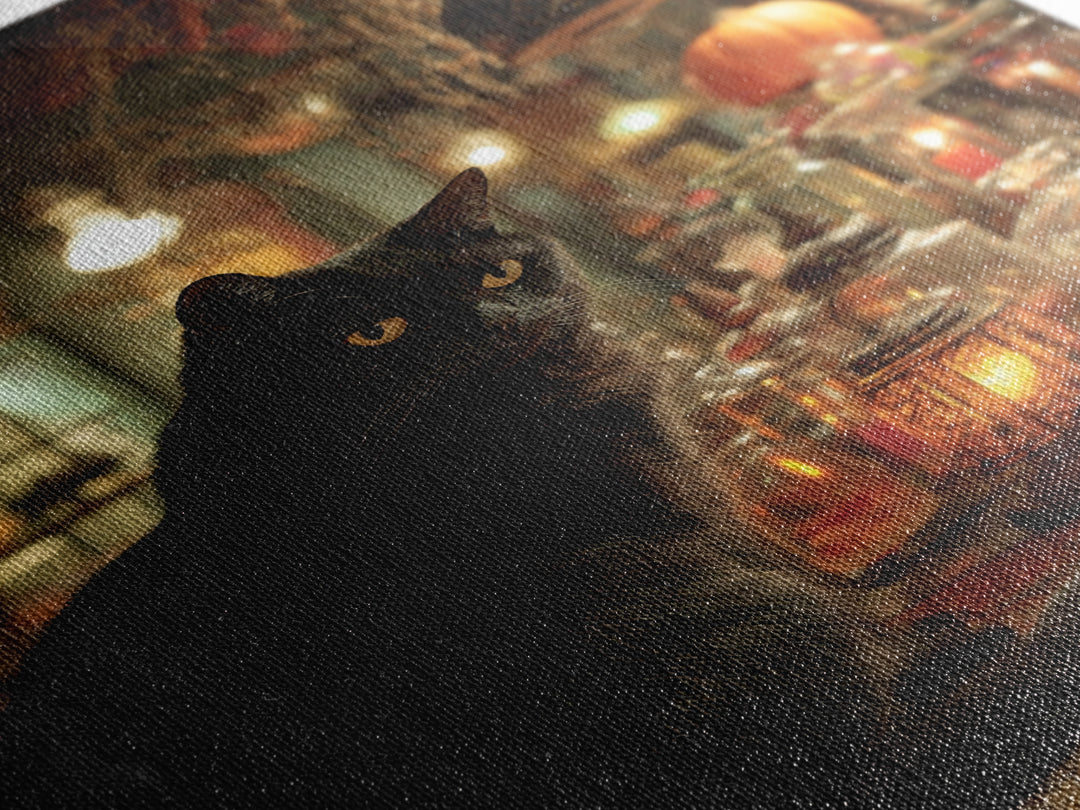 The Witch'S Cat Cafe, Vertical Wall Art, Gothic Horror Wall Art, Framed Canvas Print, Halloween Wall Decor, Gothic Home Decor