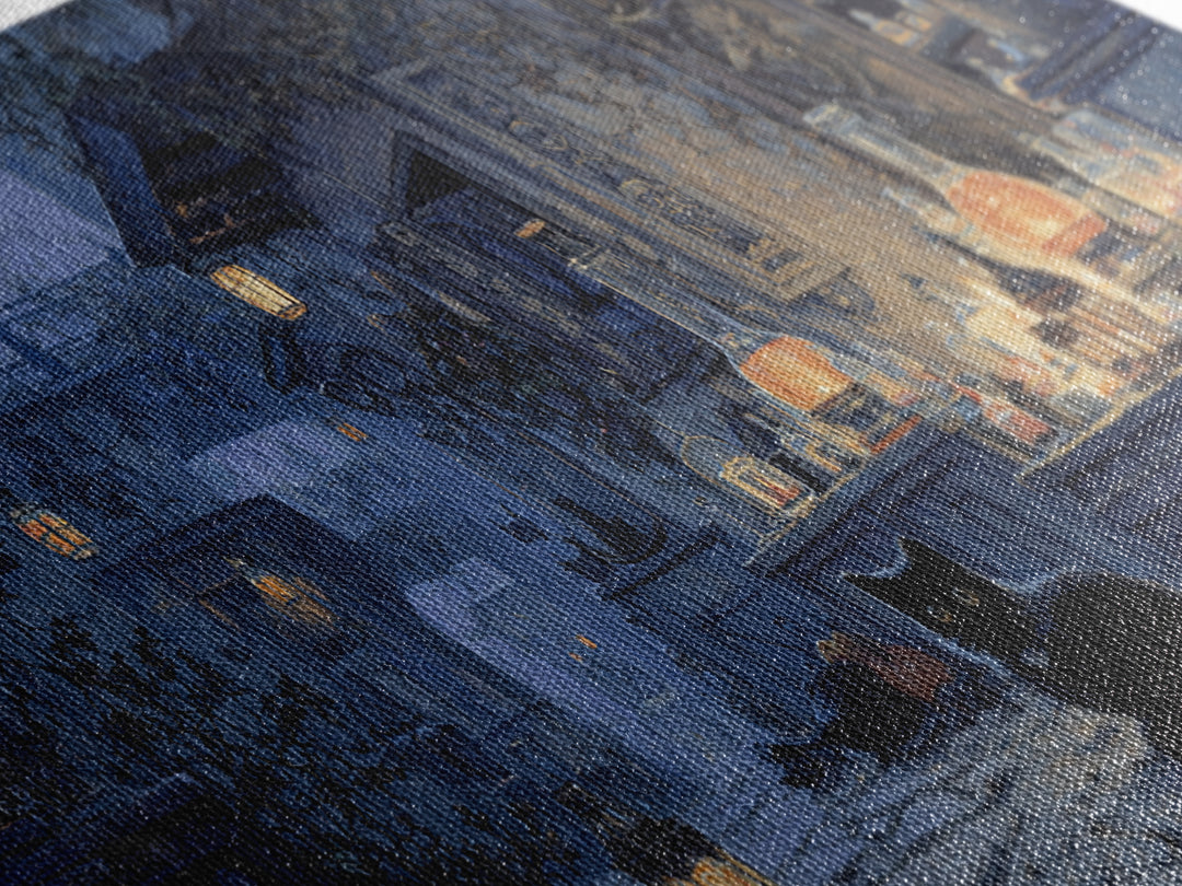 The Witch'S Cat Cafe, Wide Panoramic Art, Dark Fantasy Wall Art, Canvas Print, Halloween Wall Decor, Gothic Home Decor, Macabre Wall Art