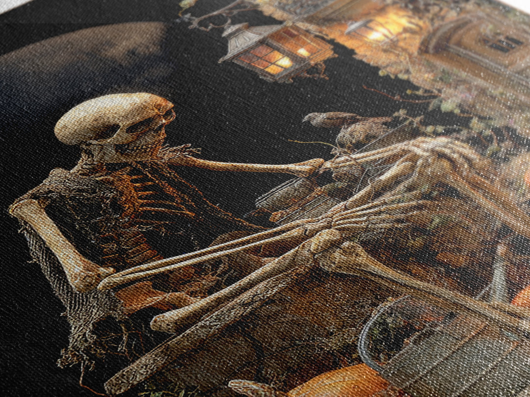 The Skeleton Gardeners, Vertical Wall Art, Spooky Home Decor, Canvas Print, Halloween Wall Decor, Gothic Home Decor, Statement Wall Art