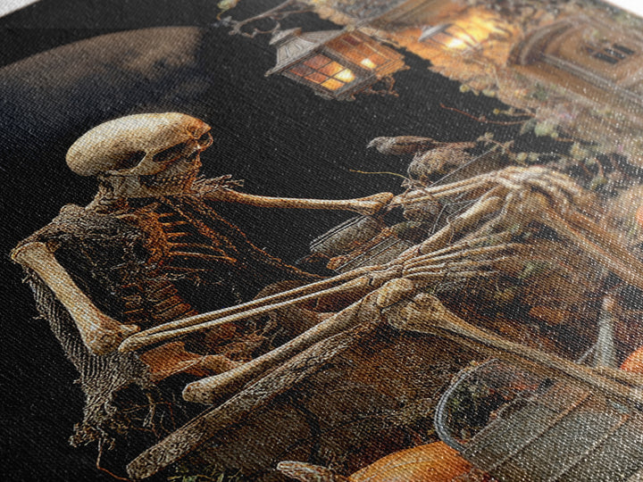 The Skeleton Gardeners, Vertical Wall Art, Spooky Home Decor, Canvas Print, Halloween Wall Decor, Gothic Home Decor, Statement Wall Art