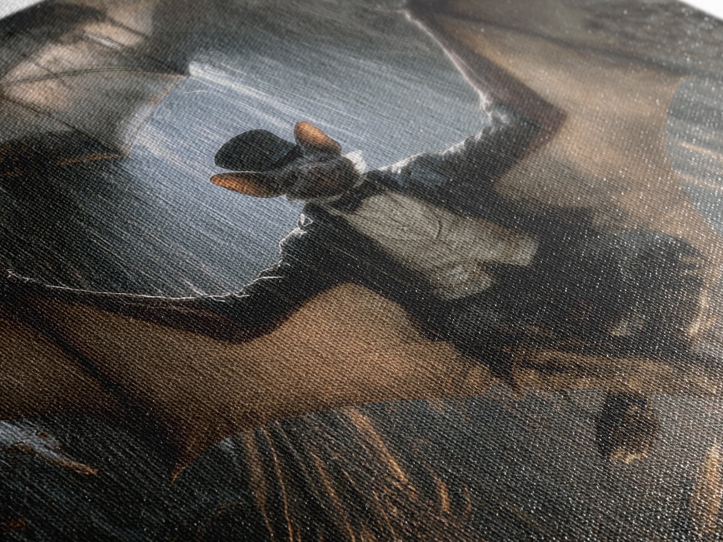 The Bat Umbrella Salesman, Square Wall Art, Gothic Horror Wall Art, Framed Canvas Print, Halloween Wall Decor, Gothic Home Decor