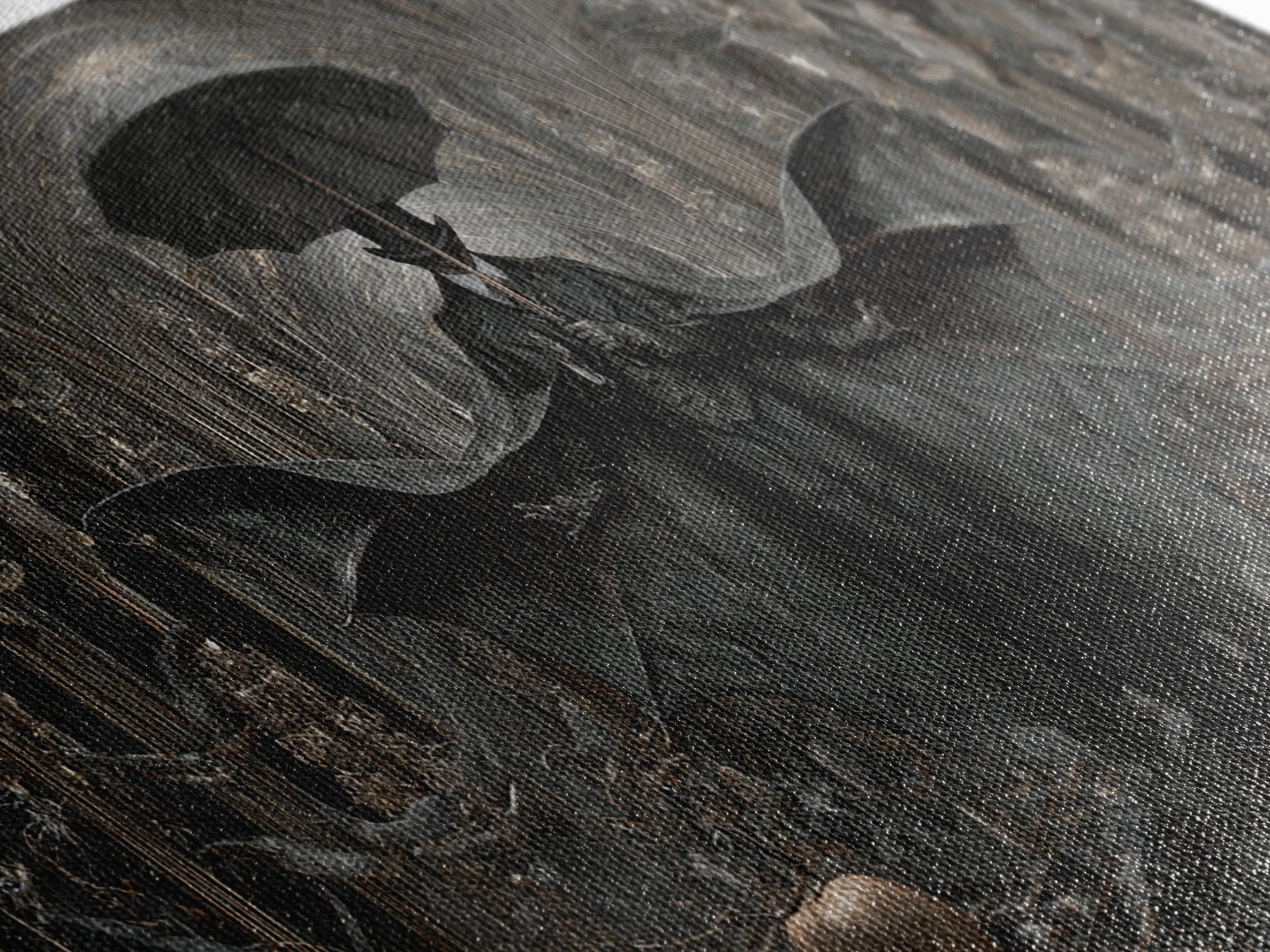 The Bat Umbrella Salesman, Wide Panoramic Art, Dark Fantasy Wall Art, Canvas Print, Halloween Wall Decor, Gothic Home Decor
