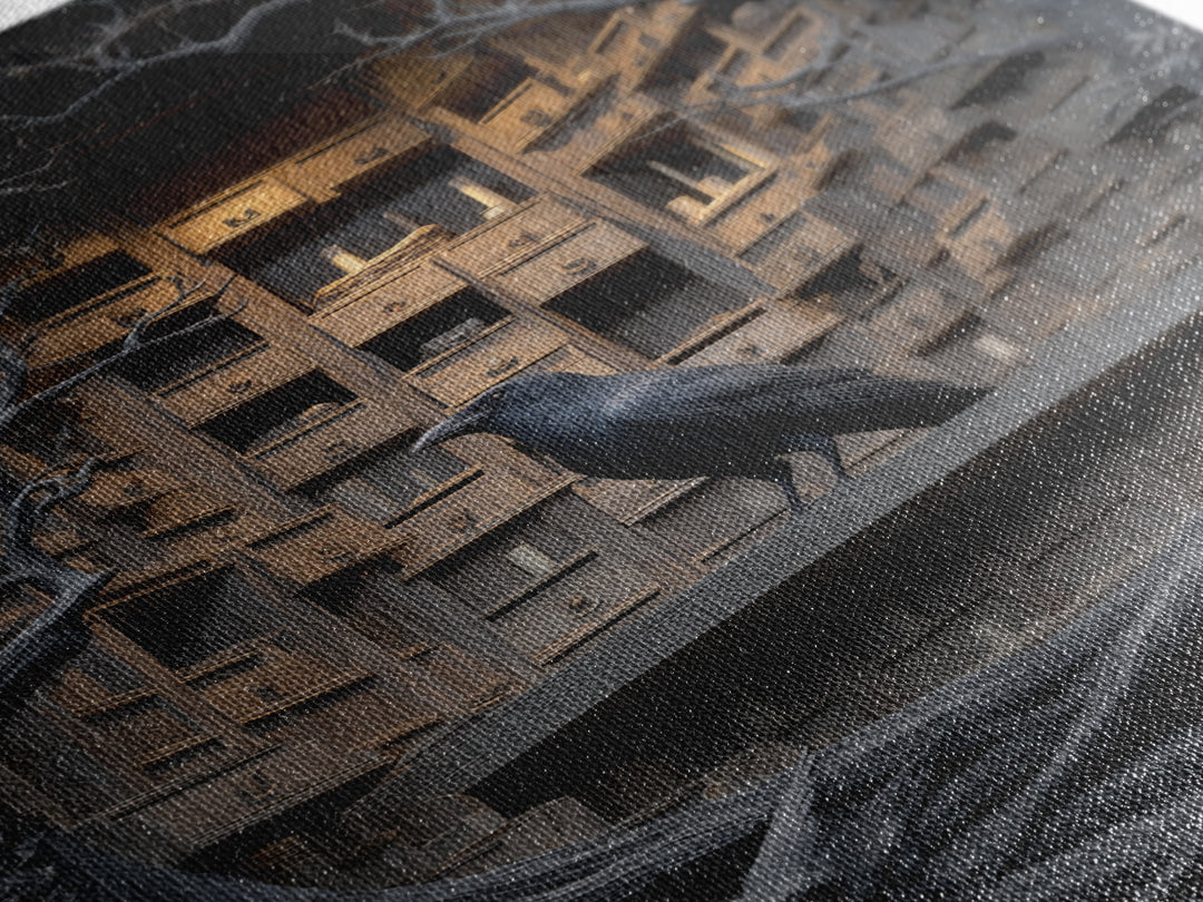 The Raven Post Office, Vertical Wall Art, Dark Halloween Decor, Canvas Print, Halloween Wall Decor, Gothic Home Decor, Halloween Wall Art