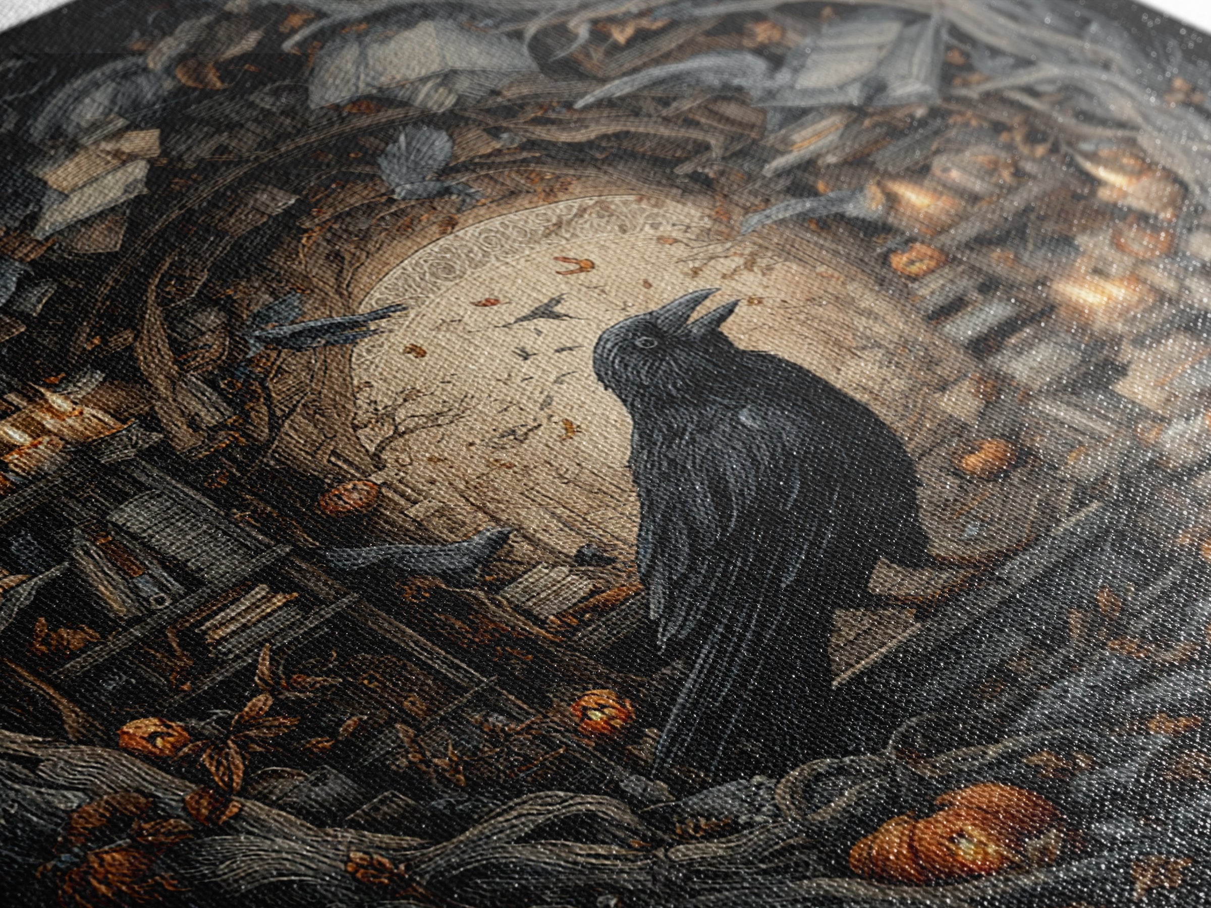 The Raven Post Office, Square Wall Art, Haunted Gothic Art, Framed Canvas Print, Halloween Wall Decor, Gothic Home Decor, Statement Wall Art