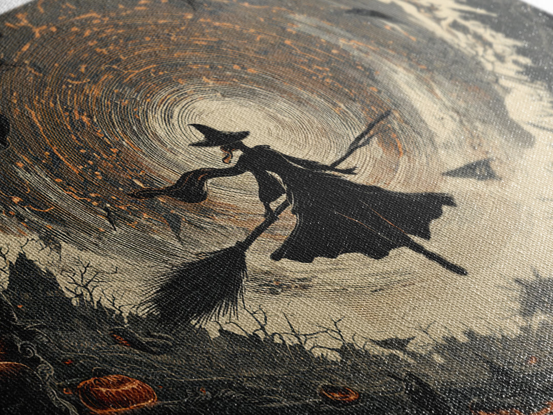 The Cyberpunk Witch, Landscape Wall Art, Dark Fantasy Wall Art, Canvas Print, Halloween Wall Decor, Gothic Home Decor, Seasonal Home Decor
