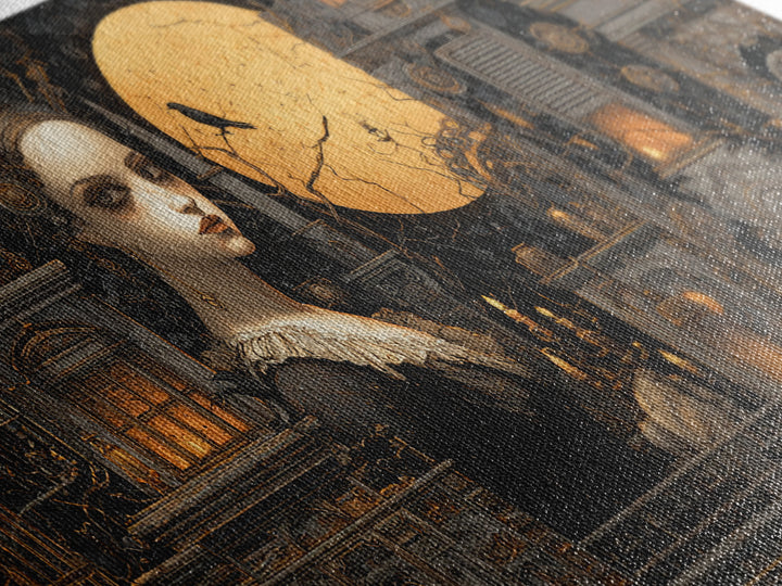 The Clockwork Haunted House, Wide Panoramic Art, Dark Halloween Decor, Canvas Print, Halloween Wall Decor, Gothic Home Decor
