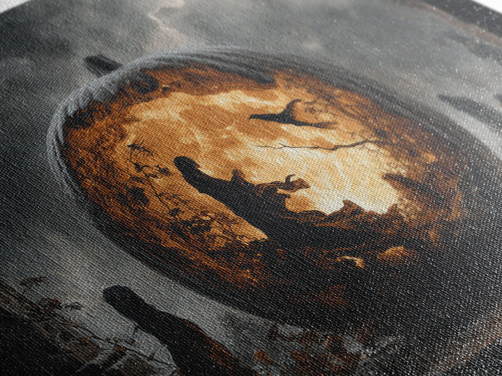 The Moon Inside A Pumpkin, Landscape Wall Art, Macabre Wall Art, Framed Canvas Print, Halloween Wall Decor, Gothic Home Decor