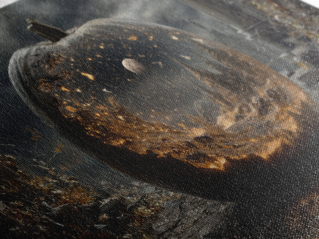 The Moon Inside A Pumpkin, Wide Panoramic Art, Dark Halloween Decor, Canvas Print, Halloween Wall Decor, Gothic Home Decor