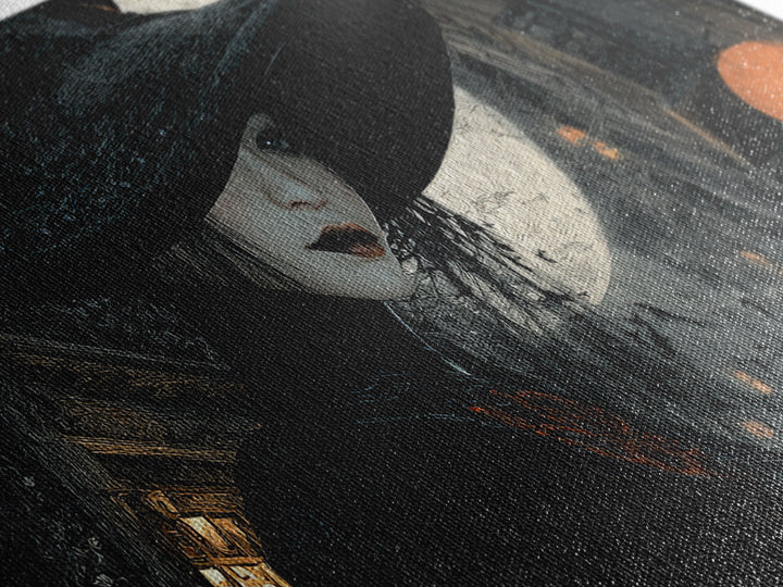 The Town Where Shadows Live, Wide Panoramic Art, Dark Fantasy Wall Art, Canvas Print, Halloween Wall Decor, Gothic Home Decor