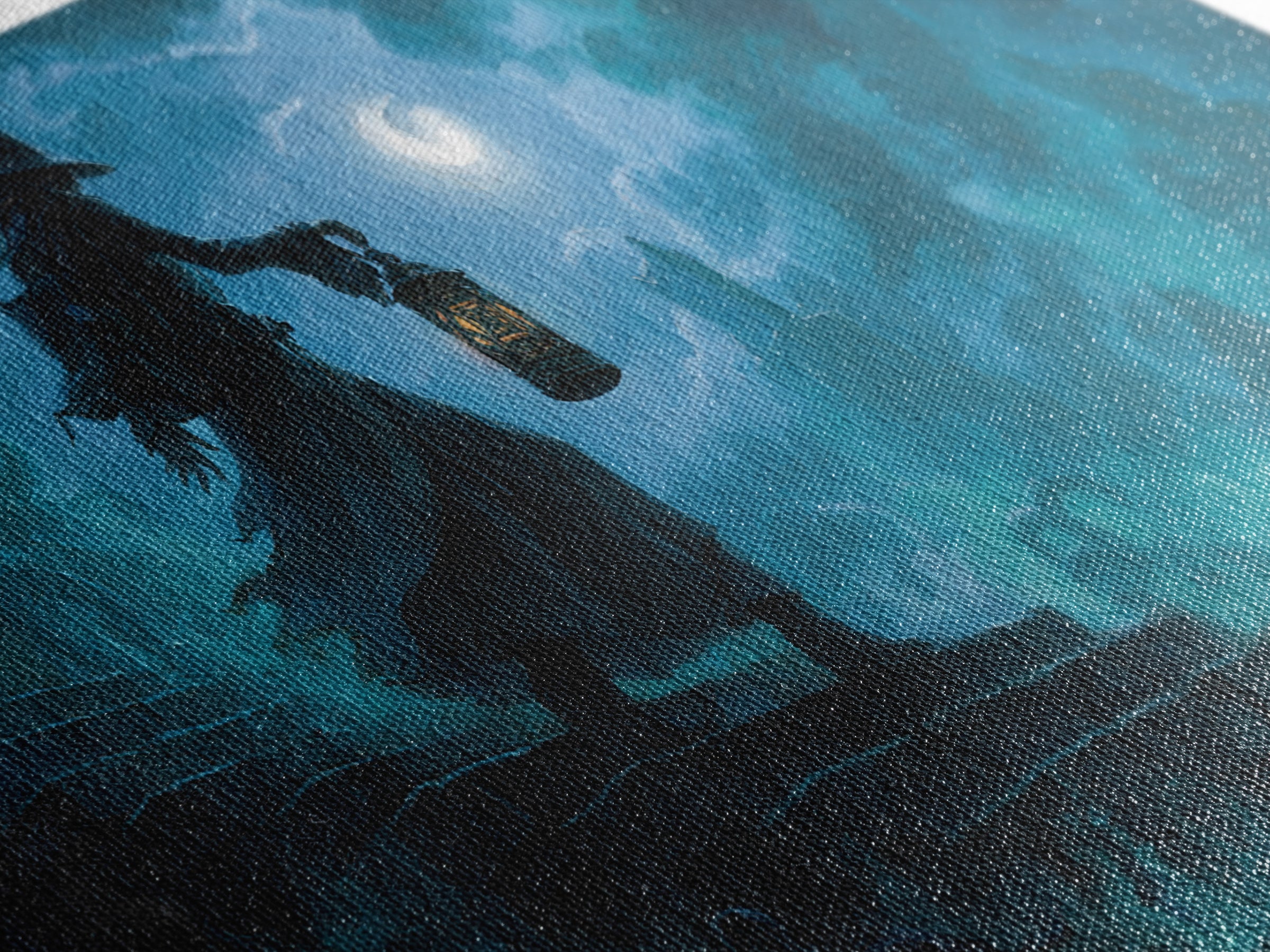 The Lantern-Bearer Of R’Lyeh, Wide Panoramic Art, Lovecraftian Horror Art, Canvas Print, Halloween Wall Decor, Gothic Home Decor