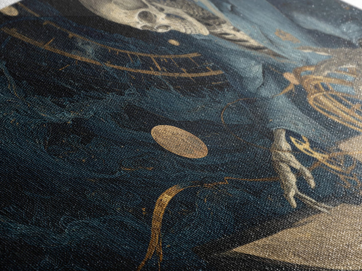 The Astronomer Of The Hollow Sky, Wide Panoramic Art, Haunted Gothic Art, Framed Canvas Print, Halloween Wall Decor, Gothic Home Decor