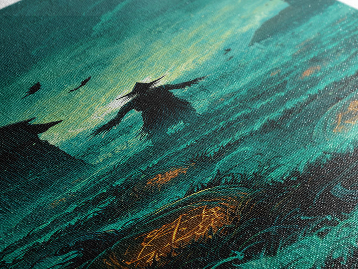 The Harvest Of The Eldritch Field, Tall Narrow Wall Art, Cosmic Horror Wall Art, Framed Canvas Print, Halloween Wall Decor
