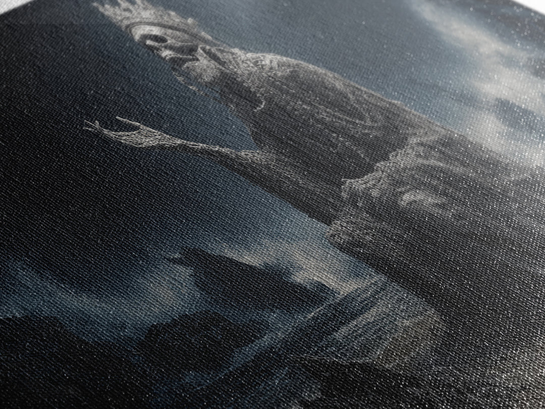 The Salt King Of The Black Shore, Wide Panoramic Art, Cosmic Horror Wall Art, Canvas Print, Halloween Wall Decor, Gothic Home Decor