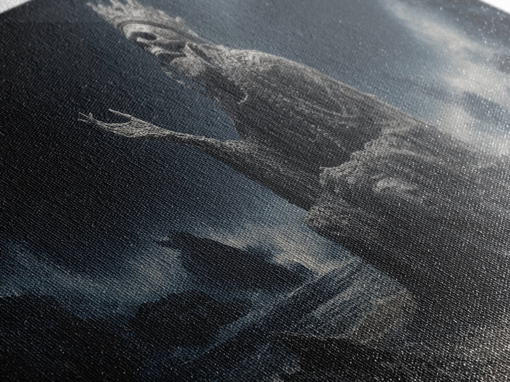 The Salt King Of The Black Shore, Wide Panoramic Art, Cosmic Horror Wall Art, Canvas Print, Halloween Wall Decor, Gothic Home Decor