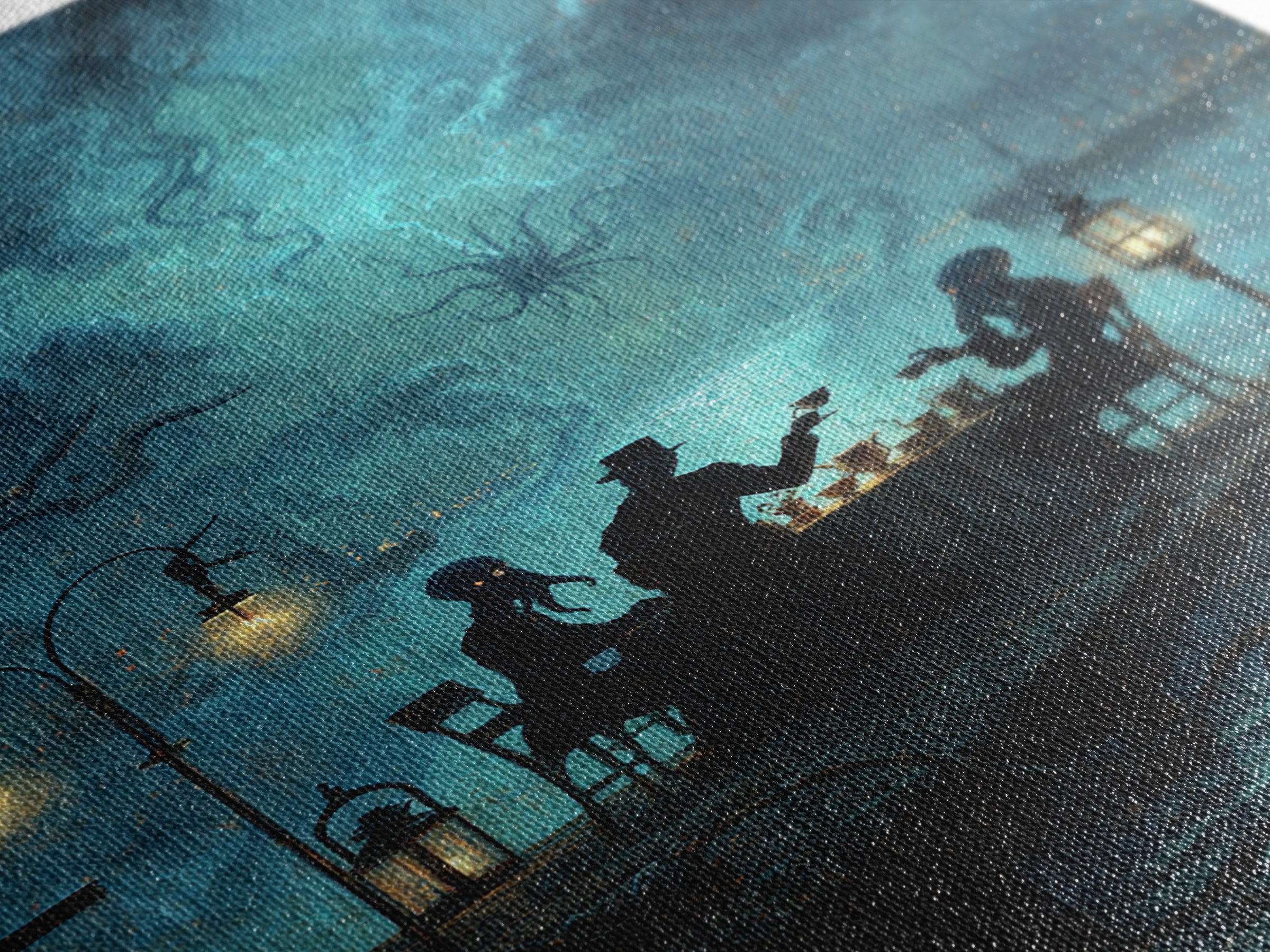 The Tea Party At Innsmouth Pier, Vertical Wall Art, Gothic Horror Wall Art, Canvas Print, Halloween Wall Decor, Gothic Home Decor