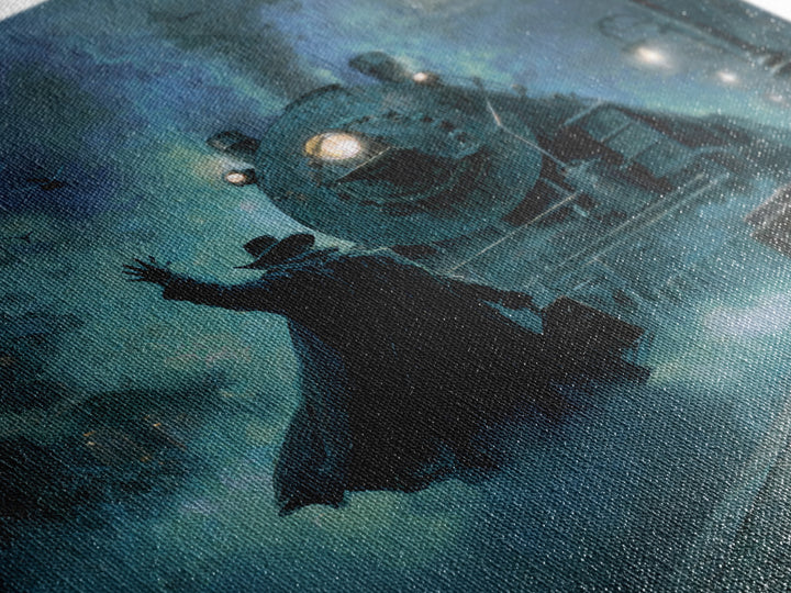 The Phantom Train To Kadath, Square Wall Art, Spooky Home Decor, Framed Canvas Print, Halloween Wall Decor, Gothic Home Decor