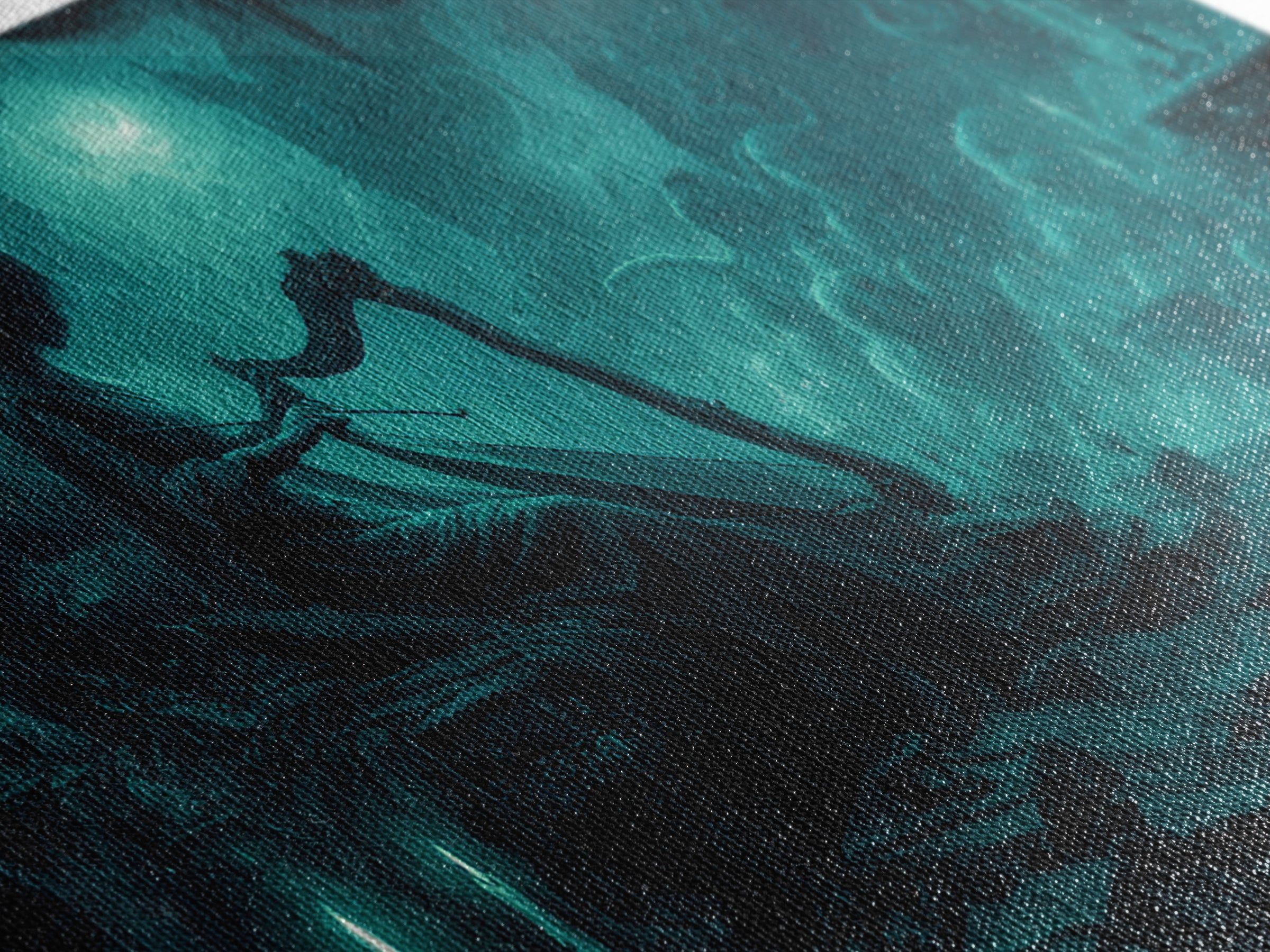 The Harpist Of Abyssal Sleep, Wide Panoramic Art, Lovecraftian Horror Art, Framed Canvas Print, Halloween Wall Decor, Gothic Home Decor