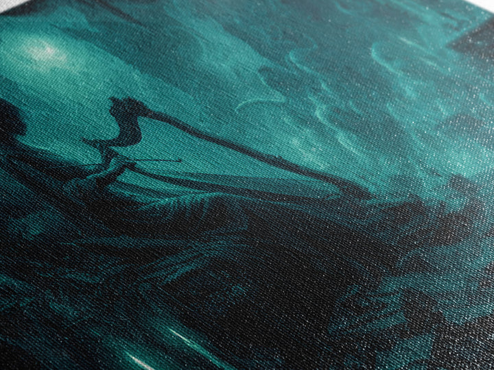 The Harpist Of Abyssal Sleep, Wide Panoramic Art, Lovecraftian Horror Art, Framed Canvas Print, Halloween Wall Decor, Gothic Home Decor
