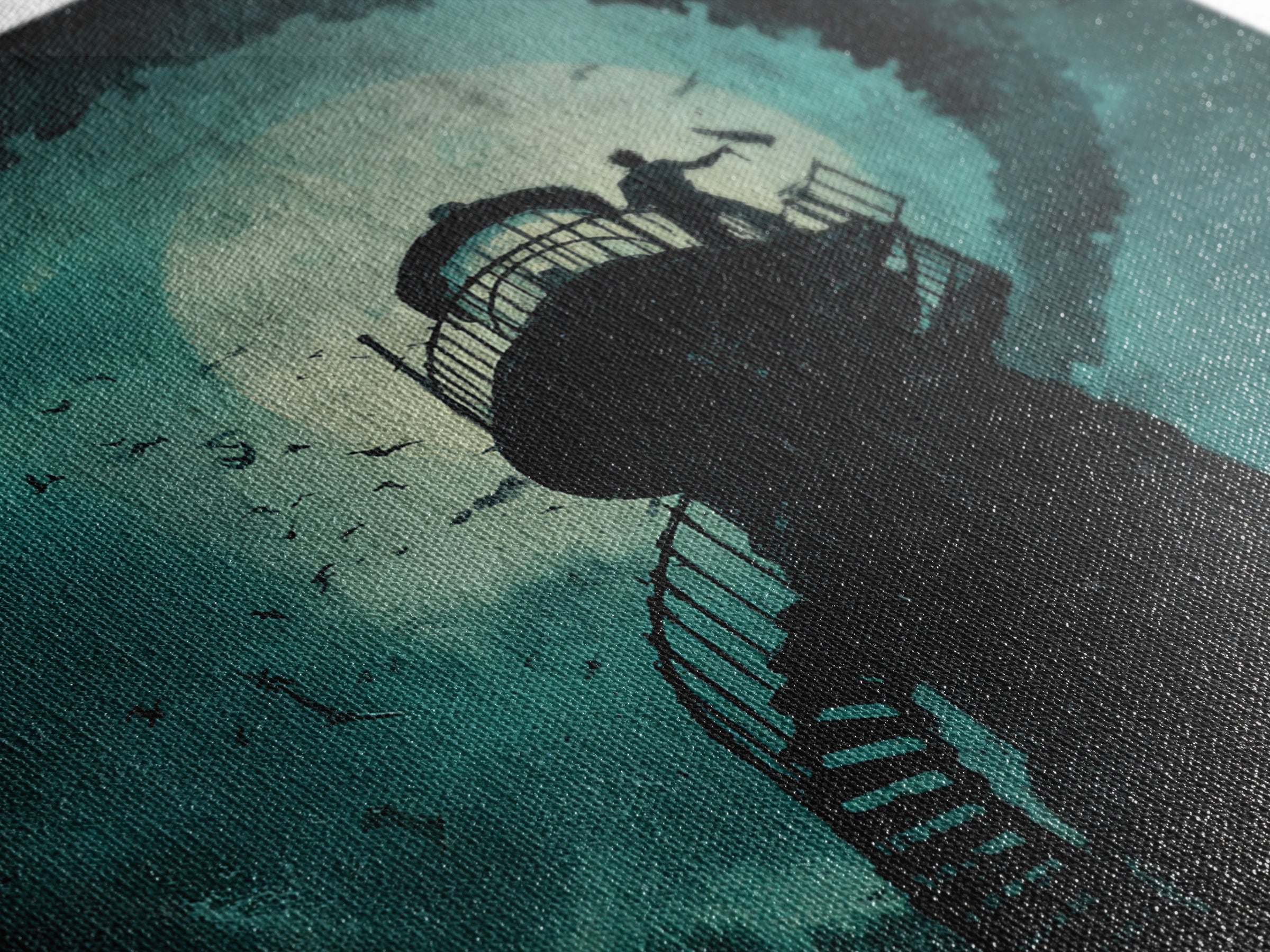 The Last Lighthouse Of Y’Ha-Nthlei, Square Wall Art, Spooky Home Decor, Canvas Print, Halloween Wall Decor, Gothic Home Decor