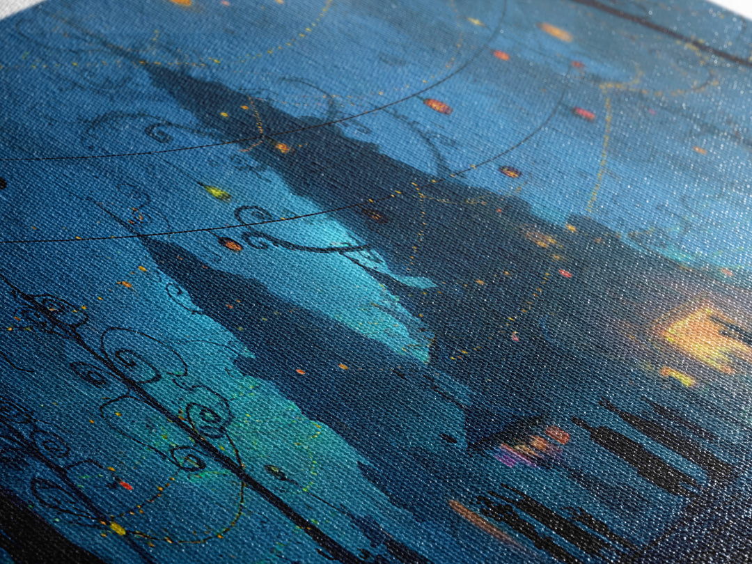 The Festival Of The Little Old Ones, Wide Panoramic Art, Spooky Home Decor, Canvas Print, Halloween Wall Decor, Gothic Home Decor