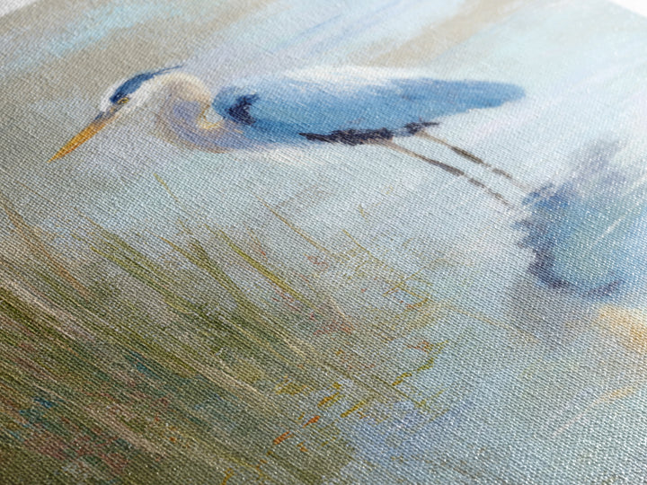 Blue Heron by Calm Marsh Water Canvas Print, Dental Office Art, Digital Print, Office Decor, Calm, Medical Office Decor, DOA-1x1-23