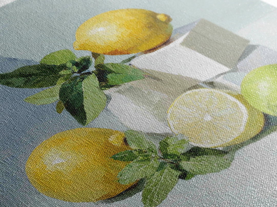 Fresh Citrus and Mint Still Life Canvas Print, Dental Office Art, Dental Hygienist, Office Decor, Watercolor Art, Calm, DOA-1x1-55