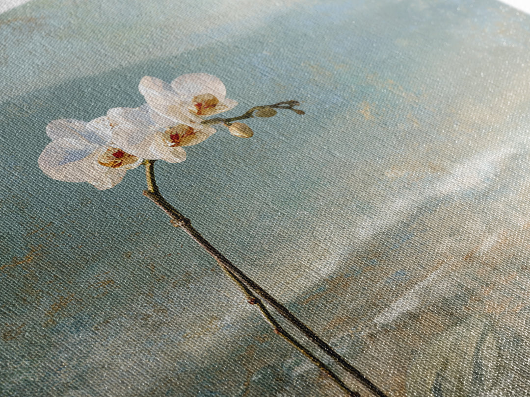 White Orchid on Stone Background Canvas Print, Dental Office Art, Dental Decor, Office Decor, Fine Art, Calm, Wall Decor, DOA-1x1-60