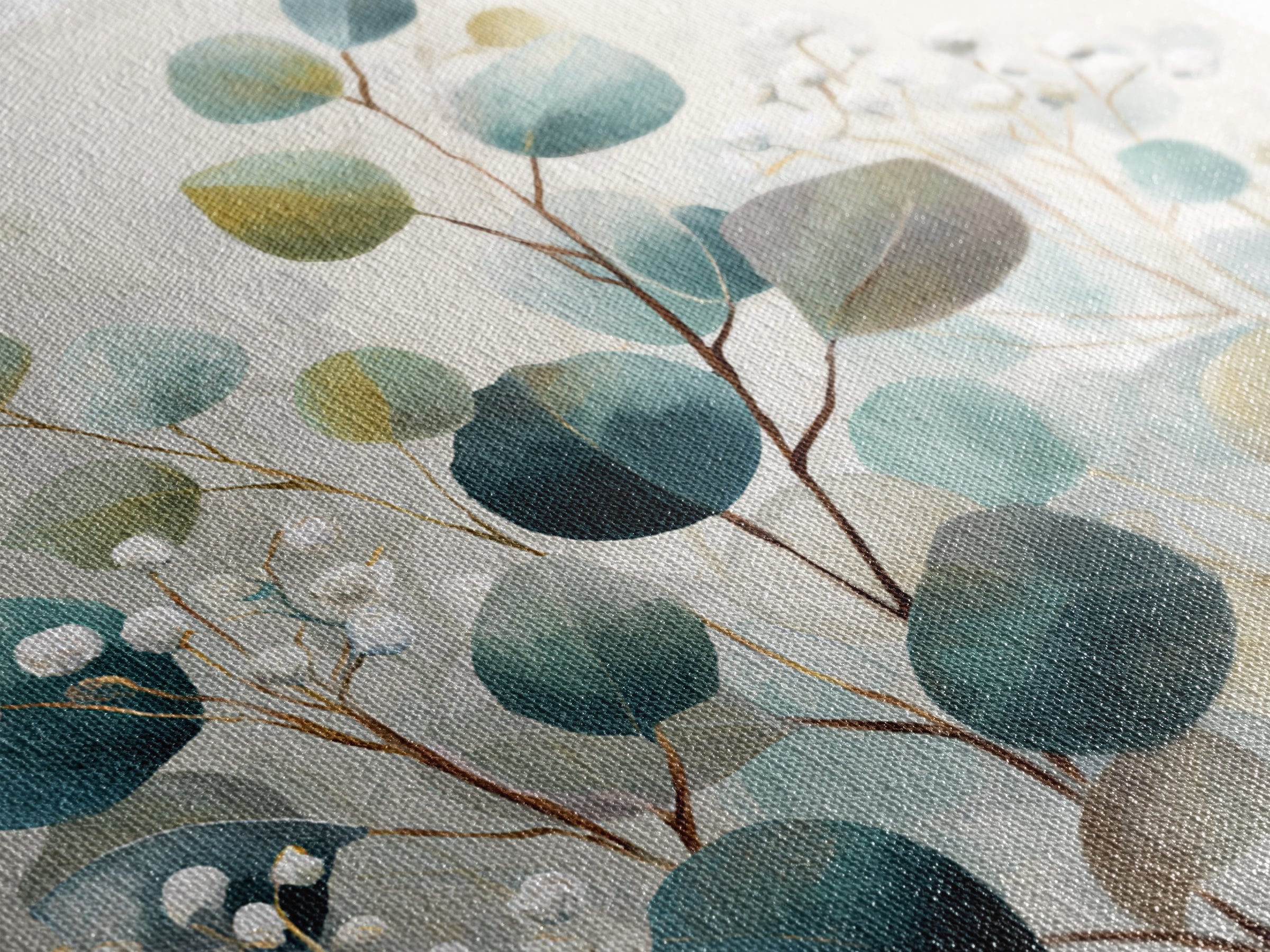 Soft Botanical Eucalyptus Print for Clean Atmosphere Canvas Print, Dental Office Art, Office Decor, Oil Painting, Calm, DOA-1x1-99