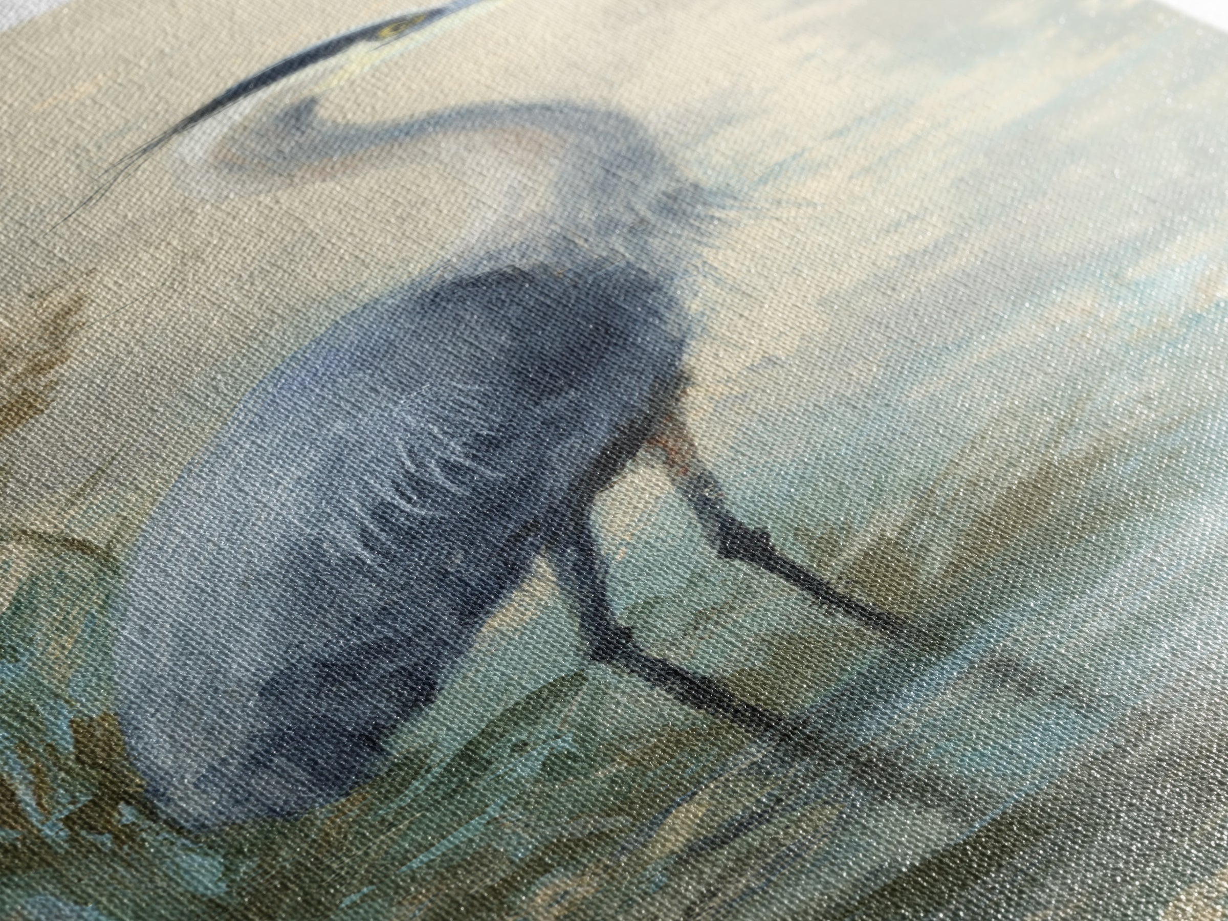 Blue Heron by Calm Marsh Water Canvas Print, Dental Office Art, Digital Print, Office Decor, Calm, Medical Office Decor, DOA-1x3-11