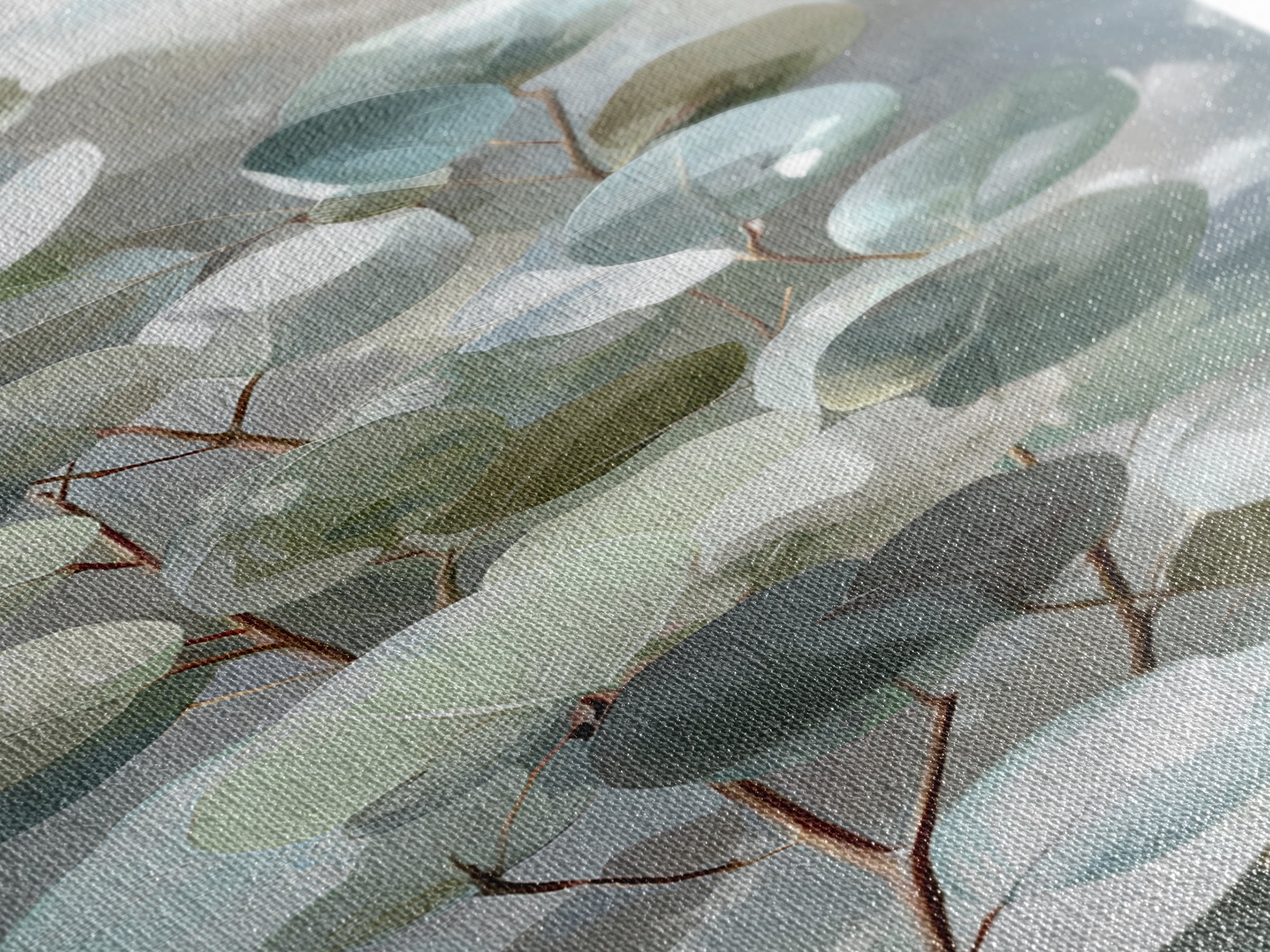 Soft Botanical Eucalyptus Print for Clean Atmosphere Framed Canvas Print, Dental Office Art, Dental Gift, Office Decor, Calm, DOA-1x3-15