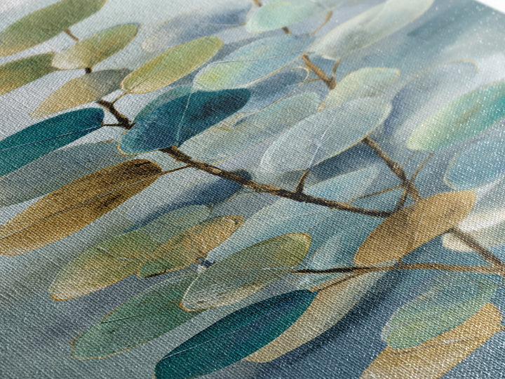 Soft Botanical Eucalyptus Print for Clean Atmosphere Canvas Print, Dental Office Art, Gallery Decor, Office Decor, Oil Painting, DOA-1x3-39