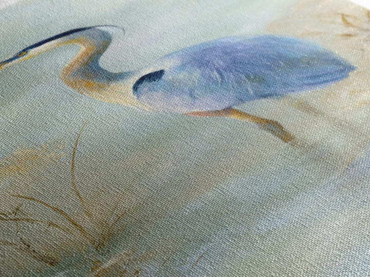Blue Heron by Calm Marsh Water Canvas Print, Dental Office Art, Statement Artwork, Office Decor, Fine Art, Calm, DOA-1x3-59