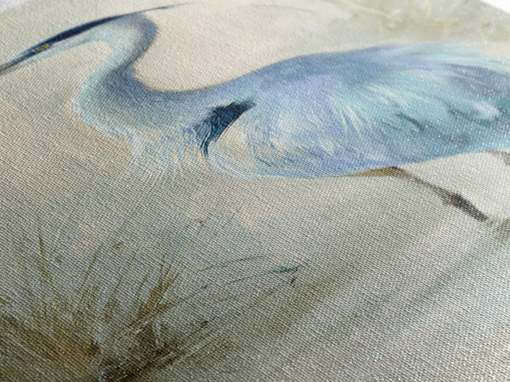 Blue Heron by Calm Marsh Water Framed Canvas Print, Dental Office Art, Textured Painting, Office Decor, Fine Art, Calm, DOA-1x3-83