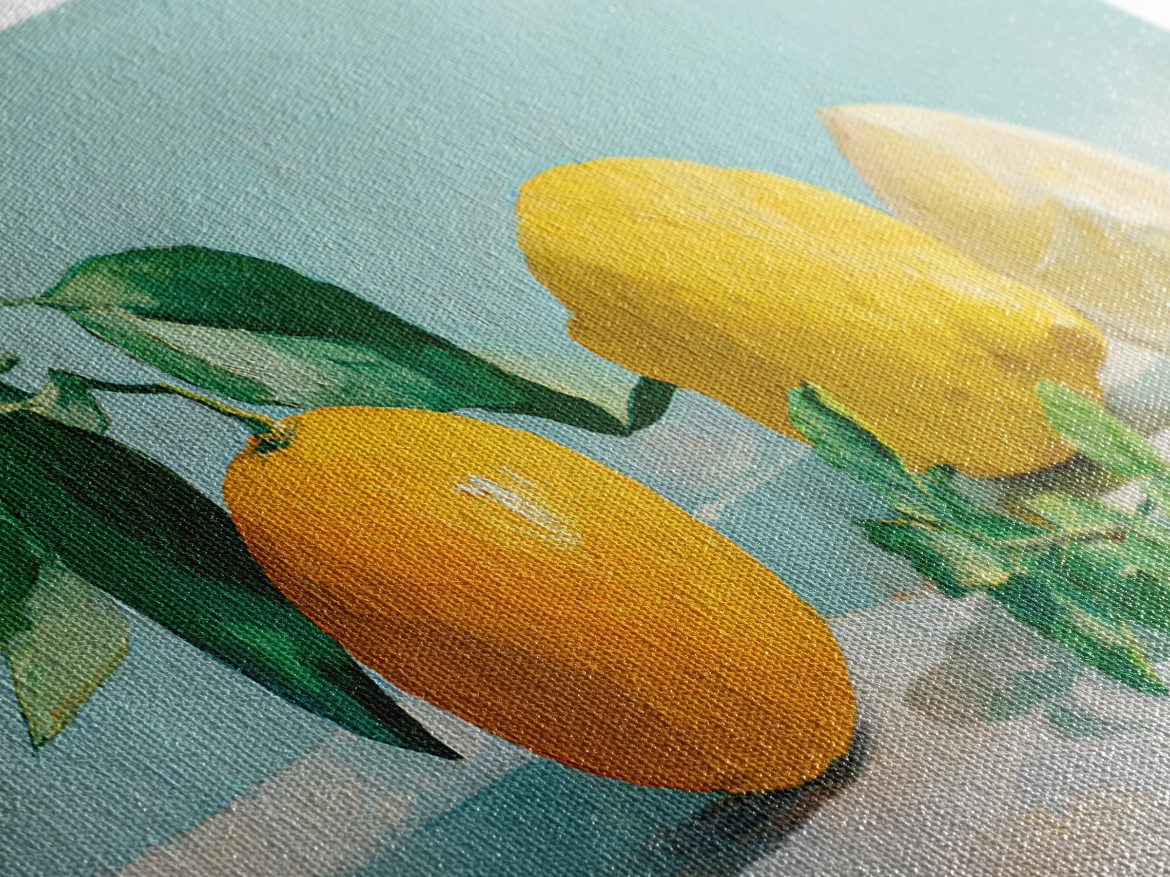 Fresh Citrus and Mint Still Life Framed Canvas Print, Dental Office Art, Unique Wall Art, Office Decor, Watercolor Art, Calm, DOA-2x1-51