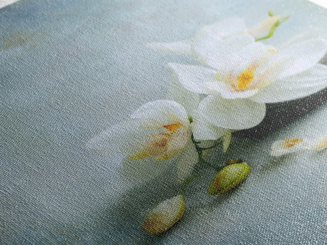 White Orchid on Stone Background Framed Canvas Print, Dental Office Art, Modern Decor, Office Decor, Oil Painting, Calm, DOA-2x3-20