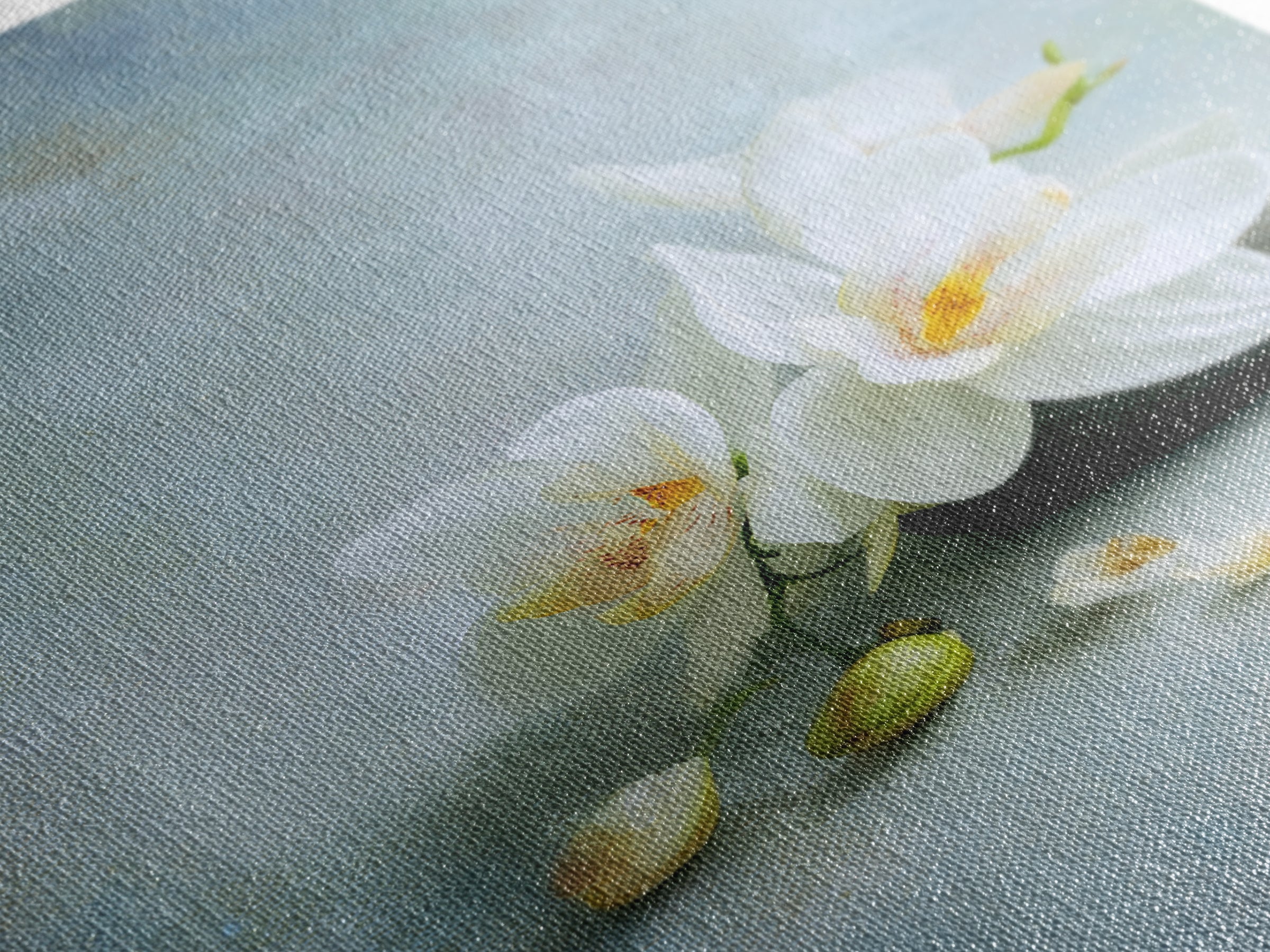 White Orchid on Stone Background Framed Canvas Print, Dental Office Art, Modern Decor, Office Decor, Oil Painting, Calm, DOA-2x3-20