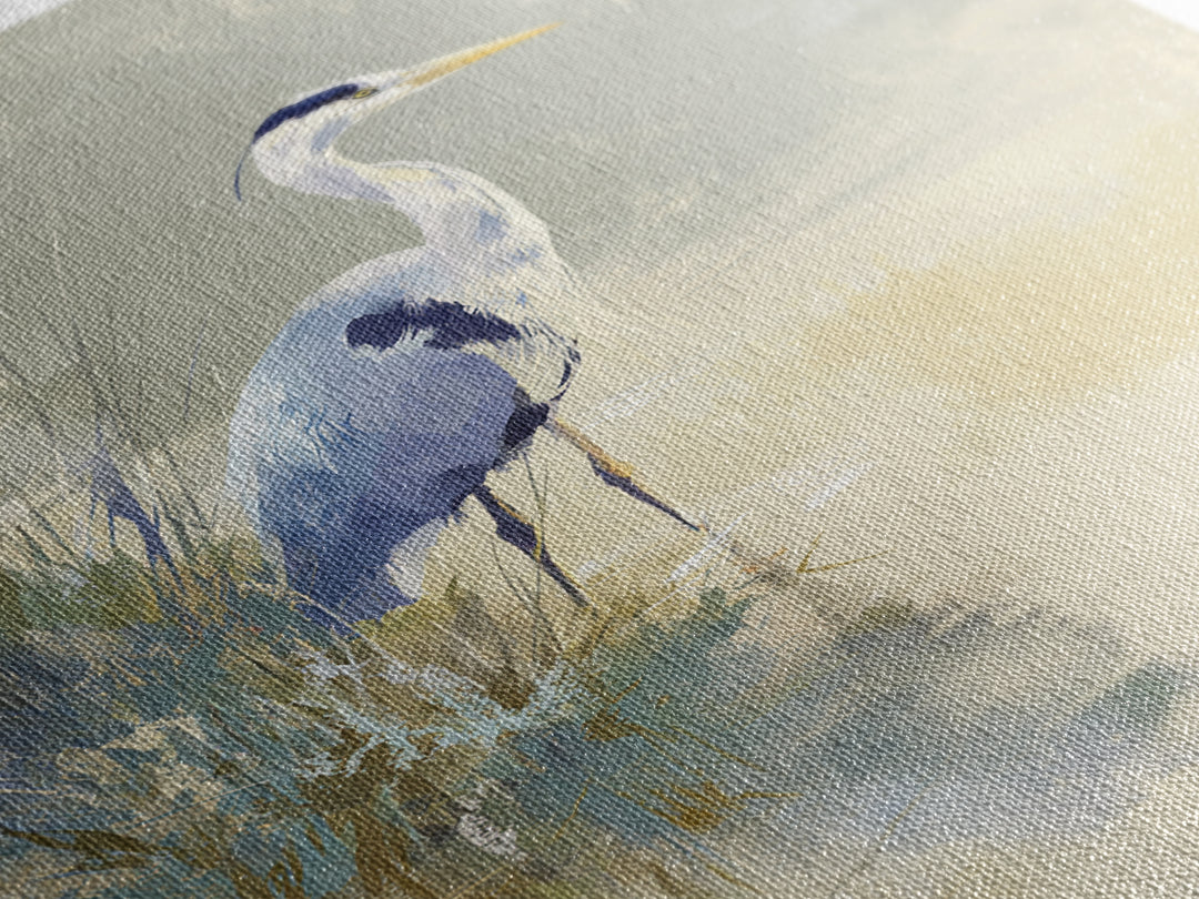 Blue Heron by Calm Marsh Water Canvas Print, Dental Office Art, Dental Art, Office Decor, Fine Art, Calm, Dental Gift, DOA-2x3-31