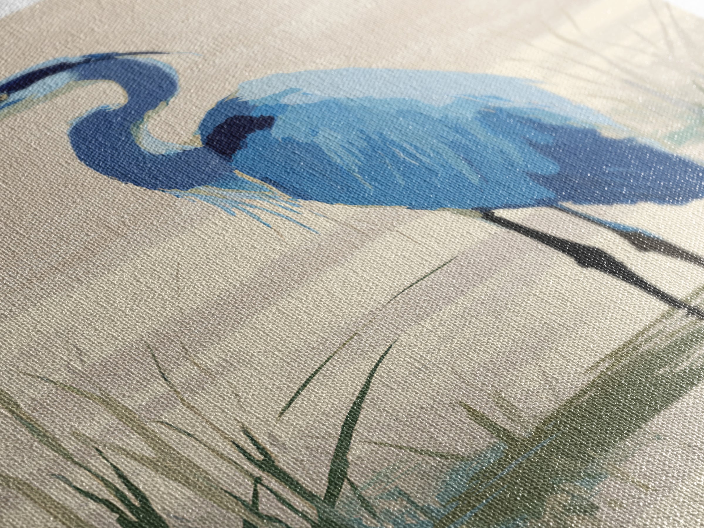 Blue Heron by Calm Marsh Water Framed Canvas Print, Dental Office Art, Dental Assistant, Office Decor, Fine Art, Calm, DOA-2x3-55