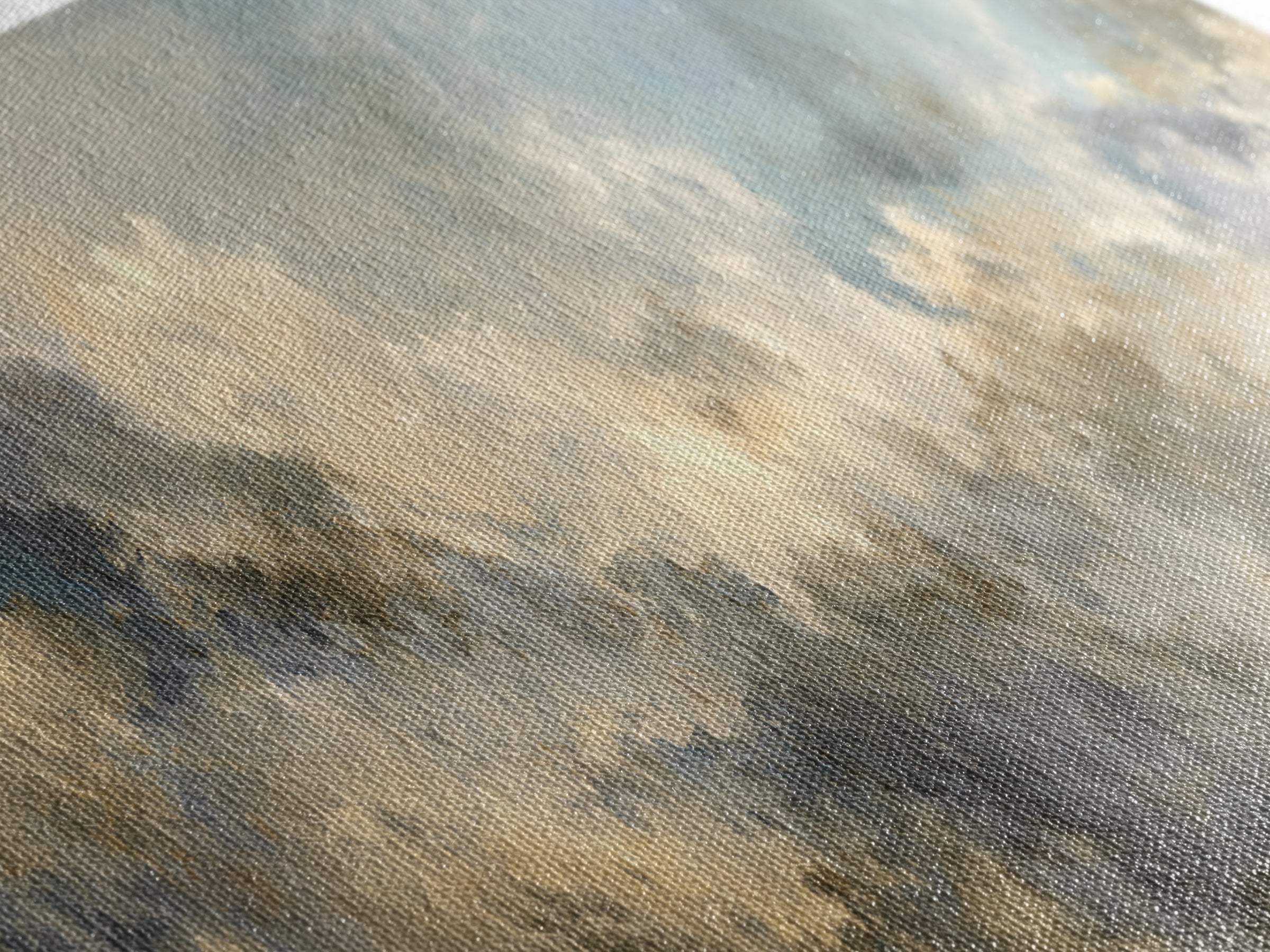 Peaceful Clouds over Open Meadow Framed Canvas Print, Dental Office Art, Wall Art, Office Decor, Watercolor Art, Calm, DOA-3x1-1