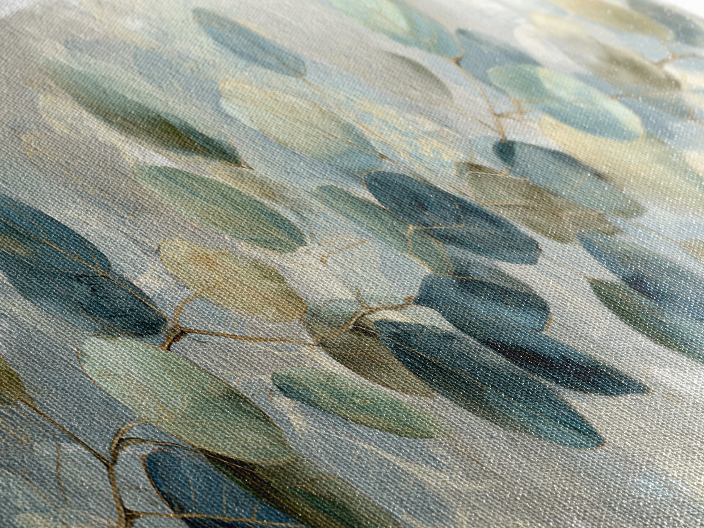 Soft Botanical Eucalyptus Print for Clean Atmosphere Framed Canvas Print, Dental Office Art, Wall Art, Office Decor, Calm, DOA-3x1-67