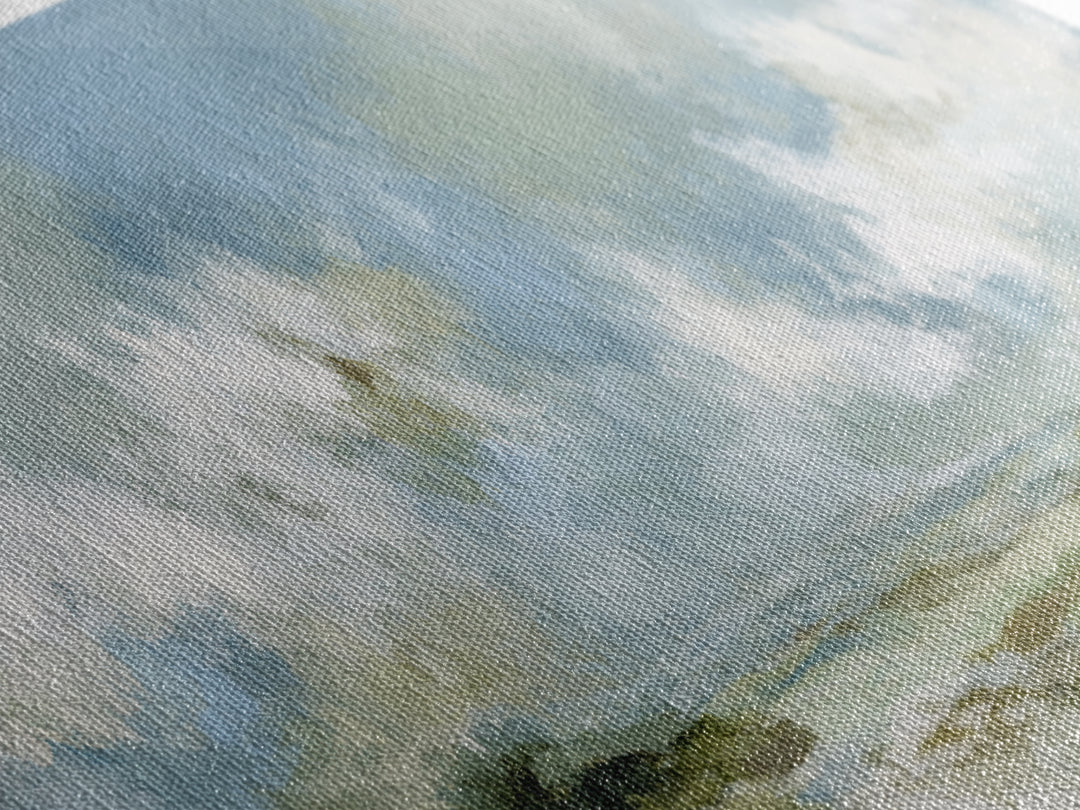 Peaceful Clouds over Open Meadow Framed Canvas Print, Dental Office Art, Dental Wall Art, Office Decor, Oil Painting, Calm, DOA-3x1-73