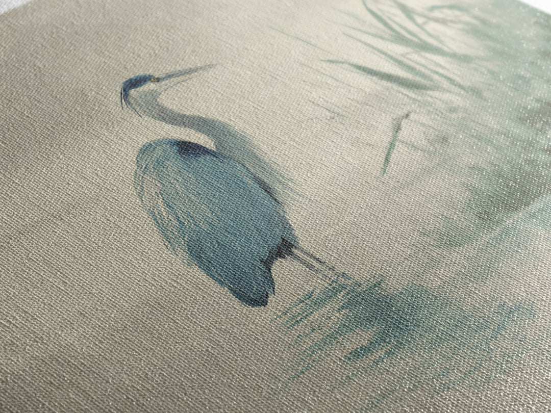 Blue Heron by Calm Marsh Water Framed Canvas Print, Dental Office Art, Textured Painting, Office Decor, Fine Art, Calm, DOA-3x2-27