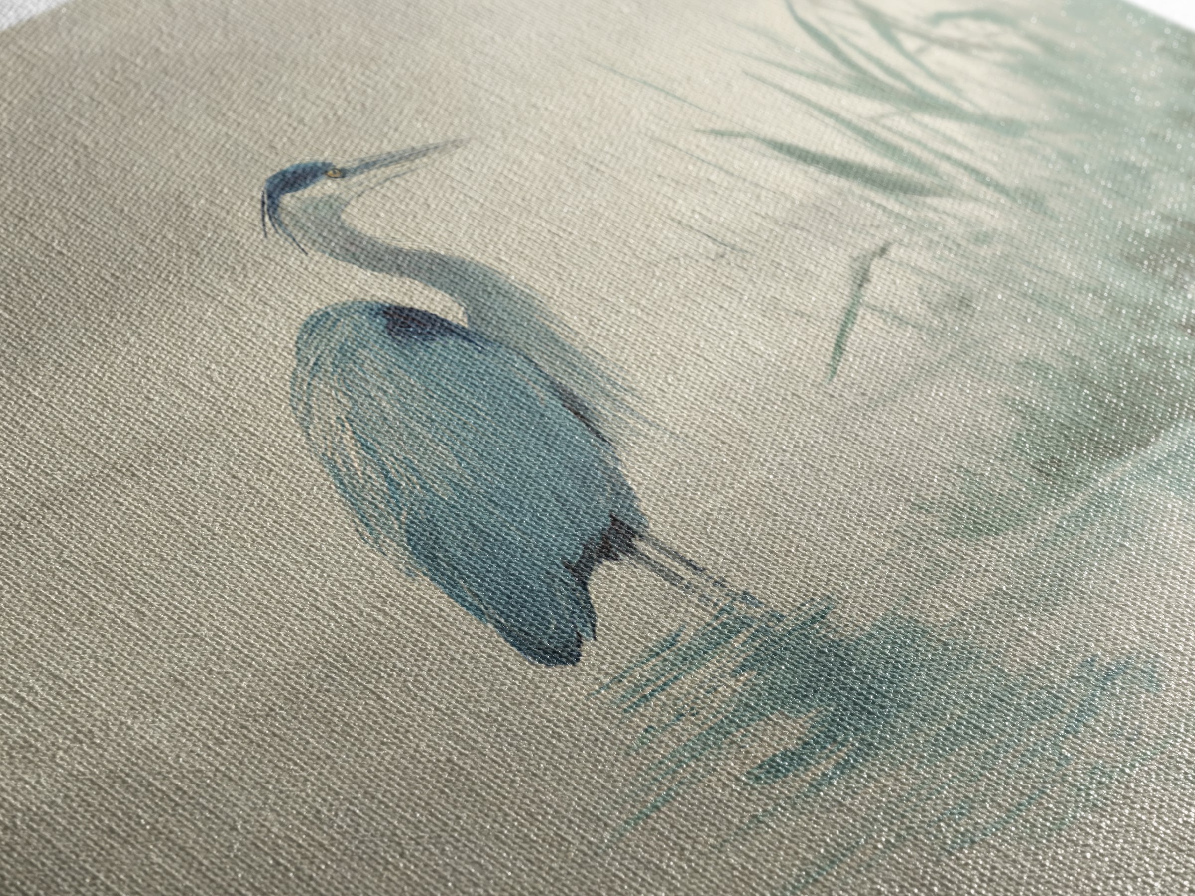 Blue Heron by Calm Marsh Water Framed Canvas Print, Dental Office Art, Textured Painting, Office Decor, Fine Art, Calm, DOA-3x2-27
