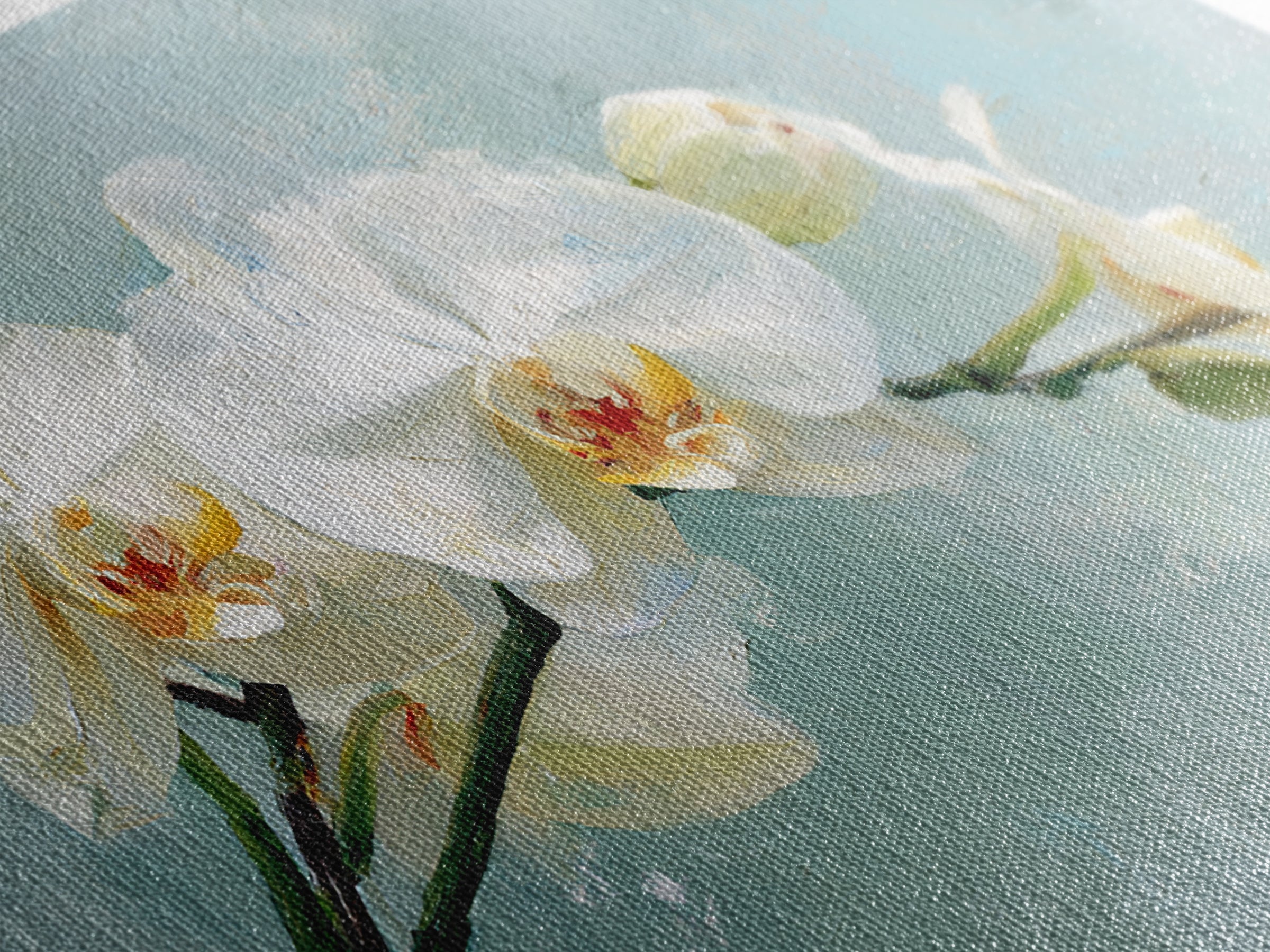 White Orchid on Stone Background Framed Canvas Print, Dental Office Art, Dental Wall Art, Office Decor, Abstract Art, Calm, DOA-3x2-64