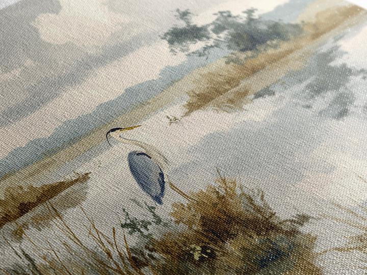 Blue Heron by Calm Marsh Water Canvas Print, Dental Office Art, Dental Art, Office Decor, Fine Art, Calm, Dental Gift, DOA-3x2-75