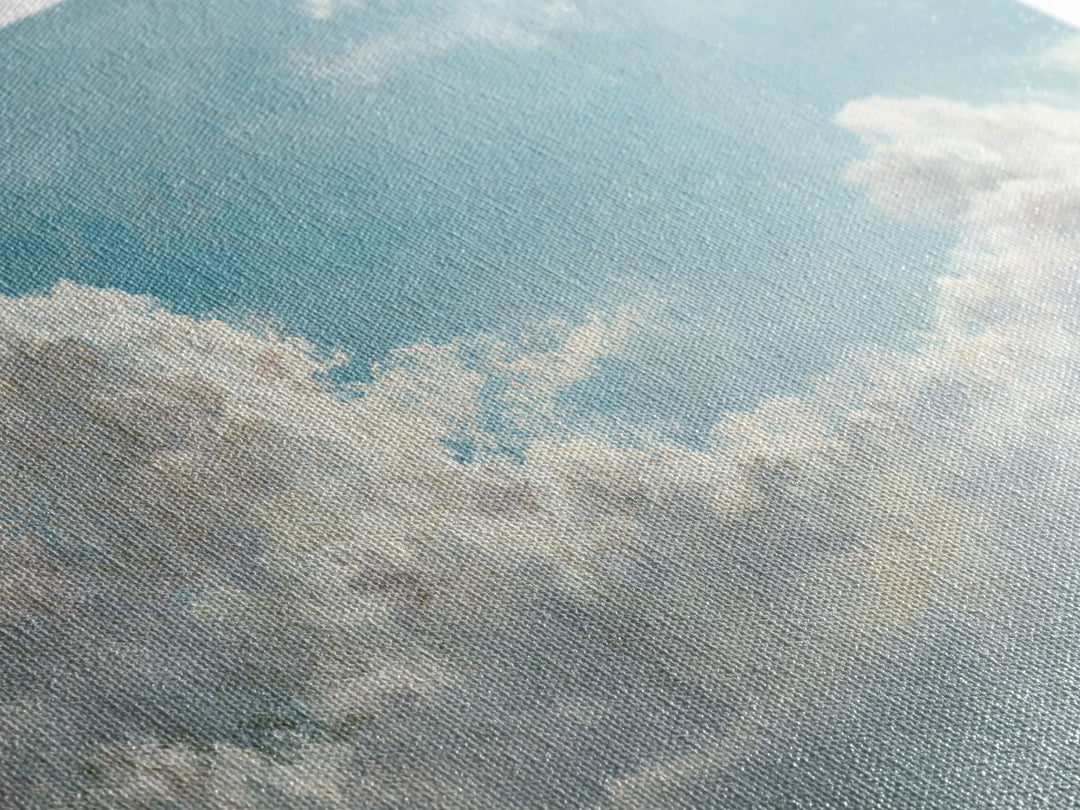 Peaceful Clouds over Open Meadow Framed Canvas Print, Dental Office Art, Dental Wall Art, Office Decor, Watercolor Art, Calm, DOA-3x2-85