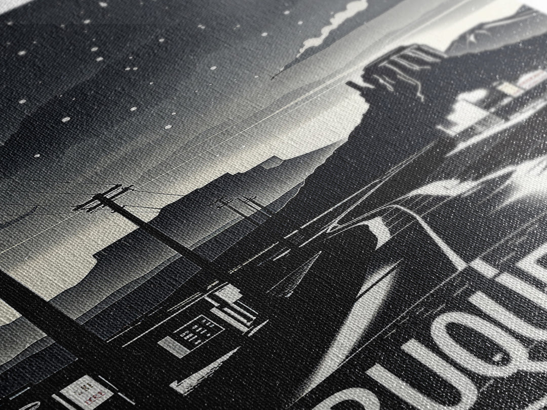 Albuquerque Travel Poster, Framed Canvas Print, Dark Moody City Wall Art, Albuquerque Wall Art, Travel Wall Art, Fine Art Print